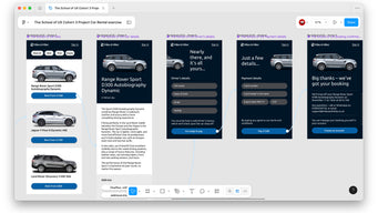 The School of UX designing car rental app in Figma